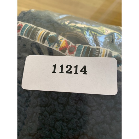 Natural Life Sweater Womens One Size Navy Blue Teddy Fleece Fringe Trim Boho - Picture 8 of 8